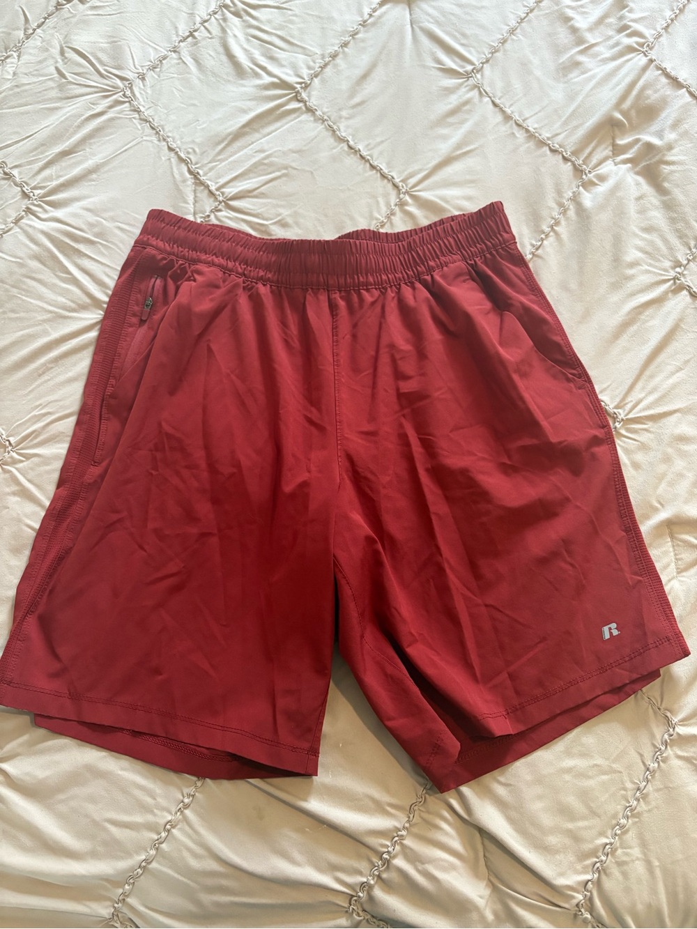 Russell Athletic Maroon Training Shorts with Zipper Pockets